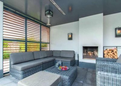 Aluminium shutters met houten Iroko lamellen